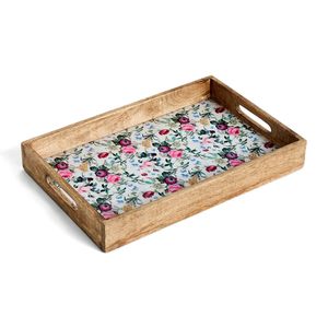 Plateau de service en bois de luxe avec motif de carreaux méditerranéens Plateau de service naturel Décoration de service Plateau de service disponible - Product Image 6