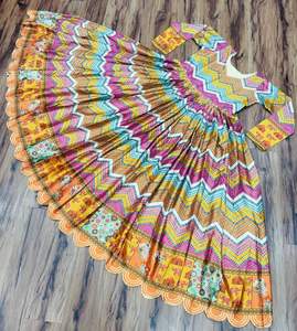 Women Anarkali <b>Gota</b> Zari Embroidery Work Long Flared Gown and Dress for Any Festive Season and Party Wear Collection - Product Image 5