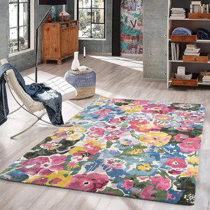 Cassia tapis en soie viscose touffeté à la main Design floral moderne couleurs vives pour la maison étage chambre salon Hall bureau laine - Product Image 1
