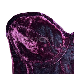 Top Corset de Terciopelo Moderno para Mujer en Color Borgoña, con Escote Corazón, Ideal para Fiestas y Bodas - Product Image 6