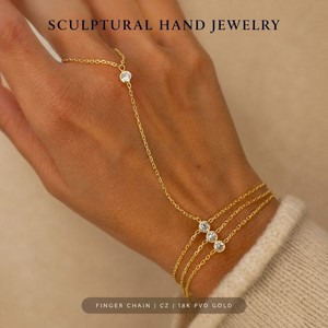 Anillo <span class=keywords><strong>de</strong></span> Cadena para Dedo, Pulsera <span class=keywords><strong>de</strong></span> Cadena para Mano, <span class=keywords><strong>Acero</strong></span> <span class=keywords><strong>Inoxidable</strong></span>, Circonita Cúbica, Chapado en Oro <span class=keywords><strong>de</strong></span> 18K, Joyería <span class=keywords><strong>de</strong></span> Mano para Mujer, Moda, Venta al por Mayor - Product Image 3