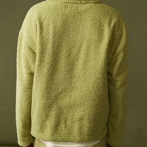 Dernière conception personnalisée Logo brodé Col rabattu Pull Sherpa thermique Pull-over sweat-shirt coupe ample - Product Image 2