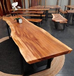 حافة حية من الخشب الصلب لاستخدام الأثاث المنزلي في غرف الطعام طاولة بحافة حية صلبة - Product Image 2