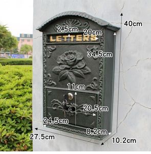 Revêtement antirouille Boîte aux lettres murale en métal vintage Boîte aux lettres en laiton moulé Boîte aux lettres antique - Product Image 6