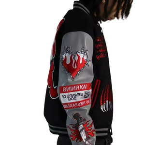 Vêtements OEM pour hommes Nouveau design brodé en chenille Corps en laine de baseball personnalisé avec manches en cuir Vestes universitaires streetwear unisexe - Product Image 2