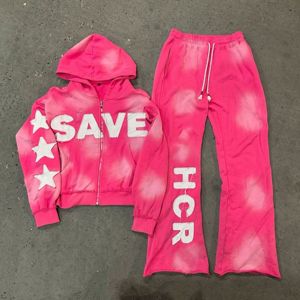 Conjunto de Sudadera con Capucha y Pantalones Deportivos de 2 Piezas, Diseño Ligero con Logotipo Personalizado, Lavado Ácido Desgastado, Estilo Casual de Invierno para Hombre - Product Image 6