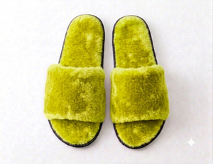 Pantoufles d'hôtel en fourrure pour hommes et femmes, logo personnalisé, multicolores, faites à la main, confortables, pantoufles d'intérieur, bordure en PU, tendance, toutes saisons - Product Image 2