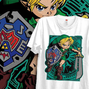 Camiseta Deportiva de Algodón 100% con Estampado Animado de Young Link Zelda, Tela Jersey, Impresión Serigráfica - Product Image 1