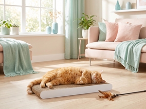 Grand grattoir pour chat en carton plat double face avec herbe à chat - Product Image 2