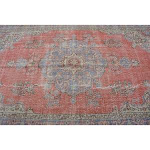 Alfombra turca vintage clásica de 5x8,5 pies, diseño de retazos rojo y azul, Material de lana con respaldo de látex para pasillo, rectángulo, área grande - Product Image 5
