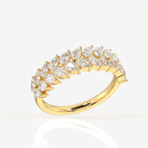 Lab Grown Diamond Wedding Band with Pear Cut 18K Gold <b>Ring</b> - Product Image 2