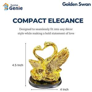 HOME GENIE Golden Swan Pareja Showpiece Símbolo hecho a mano de amor y unidad | Decoración elegante para el hogar y la Oficina - Product Image 2