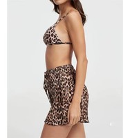 Topmodemerk - Nieuwe luipaardprint op maat gemaakte luxe 3-delige bikiniset voor dames, spandex/nylon, sneldrogend, waterafstotend aan de voorkant