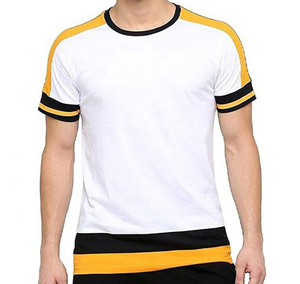 Camiseta deportiva ecológica con estampado de serigrafía de algodón 100% estambre para hombre, camisetas holgadas con ajuste de contraste de servicio personalizado OEM - Product Image 1