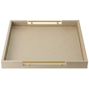 Bandeja decorativa de cuero PU Premium con base de terciopelo Diseño de mango personalizado para hospitalidad y regalos - Product Image 3