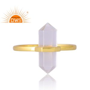 Trending <b>Crystal</b> Quartz Gemstone <b>Ring</b> Gold Plated Sterling Silver 18K 925 Natural New Design Pencil Style for Women 1 Pcs - Product Image 3