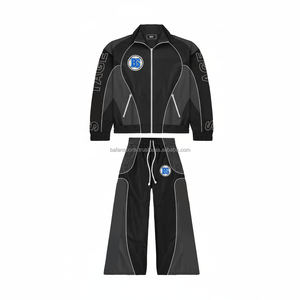 Ensemble coupe-vent en nylon imperméable de grande taille de qualité supérieure 230GSM Hommes Femmes Streetwear Veste à fermeture éclair complète Pantalon Ensemble coupe-vent - Product Image 1