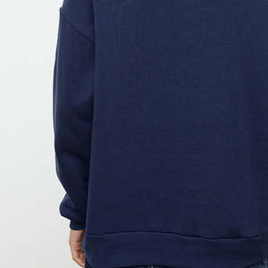 OEM Customized Oversized Fit Comfort <b>Fleece</b> Long Sleeve Winter Sweatshirt <b>Navy</b> Blue Crew Neck Breathable Quick Dry sweatshirt - Product Image 4