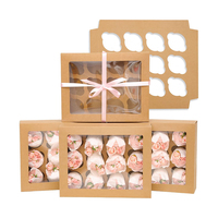 Petite mini boîte à gâteau de luxe avec logo personnalisé Papier kraft personnalisé avec insertion dans une fenêtre transparente Emballage de cupcake en relief