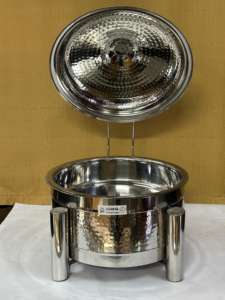 Equipo de restaurante de aluminio Plato de cocina de acero inoxidable Calentador de alimentos Buffet Plato de frotamiento redondo Platos de frotamiento para Catering - Product Image 2