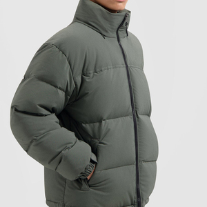 Custom Men's Puffer Jacket <b>Bubble</b> <b>Coat</b> Thick Nylon Polyester Material Padded Winter Stand Collar Front Logo Customized - Product Image 5