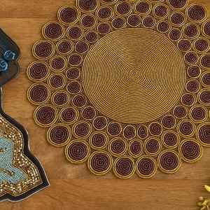 Beaded <b>Placemat</b> Handmade <b>Round</b> Charger for Luxury Dining & Holiday Decor Unique Piece Handmade Beaded, <b>Placemat</b>, Housewarming - Product Image 4