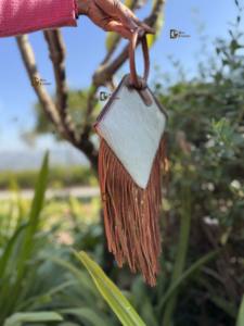 Sac à franges en cuir de vachette à motif nouveau, sac à main de créateur, sac bandoulière, fourrure sur peau, sac bohème pour femmes, sac à main multi-usages - Product Image 4