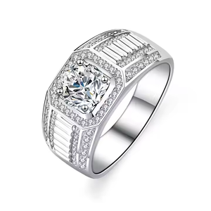 925 <b>silver</b> plated moissanite diamond <b>men</b> <b>ring</b> with round cut stone and designed for bold style everyday Elegance - Product Image 2
