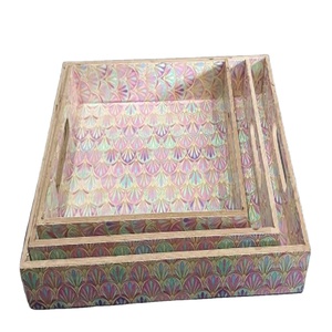 ถาดไม้ทำมือพิมพ์ลายเคลือบสำหรับเสิร์ฟอาหารเช้าถาดไม้ตกแต่งใหม่ - Product Image 4