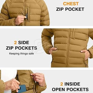 Veste matelassée pour homme confortable pour une utilisation en extérieur Logo avant à capuche Écologique Respirante Légère Haute qualité Mode d'hiver - Product Image 5