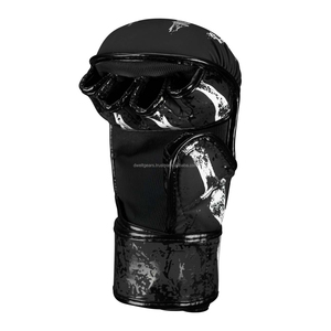 Elite Sanda Cage Fighting Gloves PU Leather Breathable Half Finger <b>Open</b> Palm Grip Hook Loop Closure for Training Sparring Custom - Product Image 4
