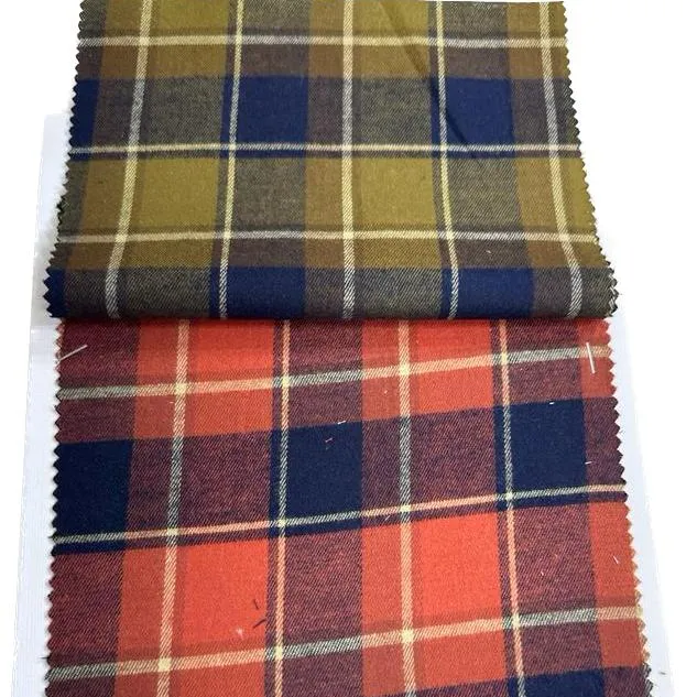 Brushing Cotton Flannel Fabric Pure Cotton 21*21 heavy gsm soft feel fabric for winters cotton twill weave plaids for shirts