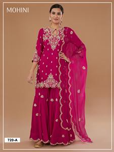 Royal Salwar Suit en Vichitra Fabric Blooming con Secuencia de bordado y Zari Work, atuendo perfecto para bodas, fiestas festivas - Product Image 2
