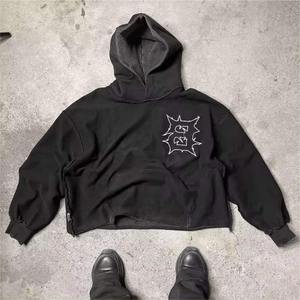 Sudaderas con capucha para hombre con logotipo personalizado al por mayor, Jersey de algodón de gran tamaño 100%, sudaderas bordadas de peso pesado sin cordón para primavera - Product Image 1