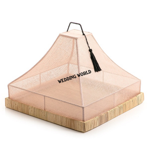 Bandeja cuadrada de ratán con cubierta de red Bes Quality Tabletop Luxury Food Serving Platter Classic Elegant Wholesale Rattan Serving Tray - Product Image 3