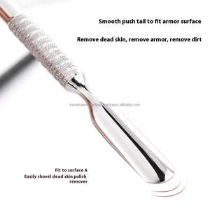 Pousse-cuticules double extrémité style russe, tête plate biseautée, en acier inoxydable réutilisable, pour éliminer les peaux mortes, outil de manucure et pédicure - Product Image 5