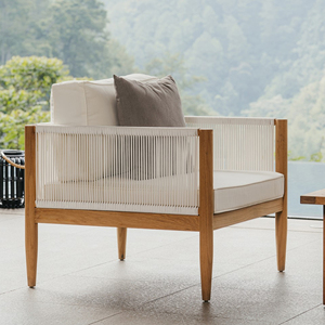 Ngoài Trời Sân Vườn Biệt Thự Đồ Nội Thất Nhà Phòng Chờ Ghế Vật Liệu Gỗ Tếch Với Sợi Dây Mây Và Đệm-Kael - Product Image 3