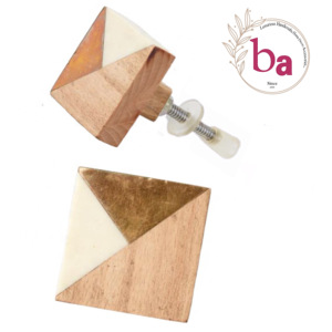 ลูกบิดไม้เรซิ่นทรงสี่เหลี่ยมพร้อมแตรที่ทันสมัยสำหรับประตูลิ้นชักตู้เสื้อผ้าห้องครัวห้องนอนตู้ห้องน้ำ - Product Image 1