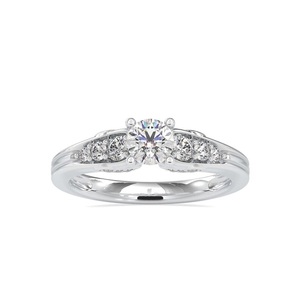 Anillo de compromiso de diamante cultivado en laboratorio redondo IGI, banda de boda de oro sólido de 14K para mujer, joyería certificada F VS1 - Product Image 2