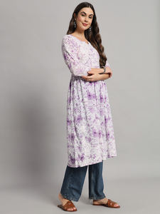 Vestido largo MulMul estampado de verano para mujer, bordado Chikan hecho a mano, silueta recta, vestido de diseño sólido étnico Natural - Product Image 4