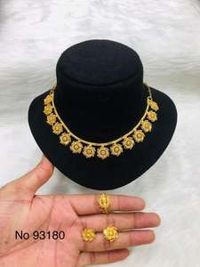 Collier en cuivre vintage d'inspiration indienne ensemble de diamants classiques cadeau de bijoux de mode plaqué or 14 carats élégant - Product Image 2