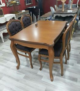 Elegante juego de mesa y silla de comedor de madera de lujo con sillas tapizadas que proporcionan asientos elegantes y comidas cómodas - Product Image 2
