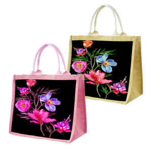 กระเป๋าช็อปปิ้งแฟชั่นที่มีด้ามจับสีดำทำในอินเดียโดยมีการพิมพ์ดิจิตอล - Product Image 5