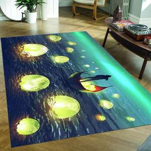 Alfombras con Diseño de Luna Brillante, Alfombra Impresa, Alfombras de Luna, Alfombra de Hombre y Barco, Alfombra Gobelino - Product Image 5