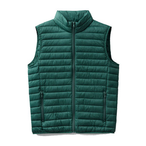 Chaqueta de poliéster para hombre, Material elegante, color verde oscuro, cremallera completa, cuello alto, sin mangas, con bolsillos - Product Image 4