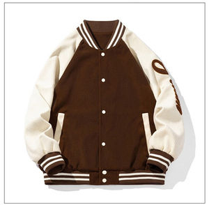 Logotipo personalizado bordado Varsity chaqueta de otoño patrón sólido suéter de invierno cuello alto nuevo diseño Polar variedad abrigo ropa - Product Image 3