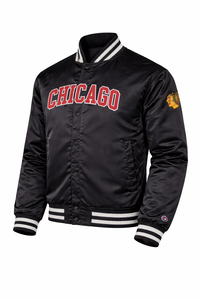 Chaqueta Varsity Negra de Satén con Estampado de Letras en la Parte Delantera, Botones a Presión, Diseño Casual Simple, Ligera y Transpirable, con Cierre de Cremallera - Product Image 4