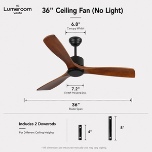 36 Inch Solid Wood Ceiling <b>Fan</b> Without Light, Reversible DC Motor Ceiling <b>Fan</b> with <b>Remote</b> <b>Control</b> for Bedroom Living Room - Product Image 5