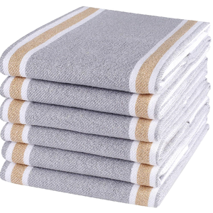 100% Organic Cotton Waffle Stripe 18x28 Inch Quick Dry Bar Towels Highly Absorbent Home GOTS Certified Cleaning <b>Kitchen</b> Tea - Product Image 1