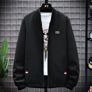 Men's Casual Long Sleeve Zipper Baseball Collar Bomber Jacket, Chic and Trendy Regular Fit Windbreaker Jacket - Product Image 2
